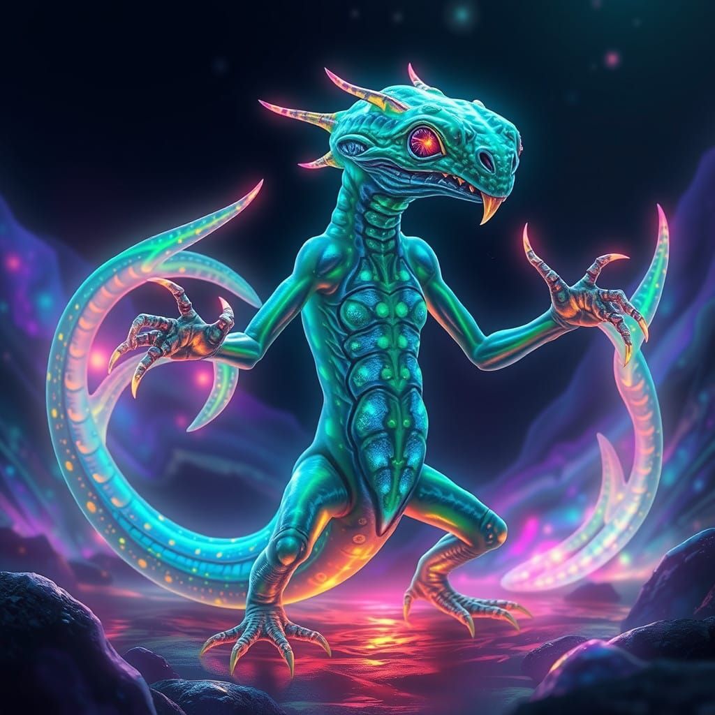 Eldritch Bioluminescent Entity in a Psychedelic Dreamscape