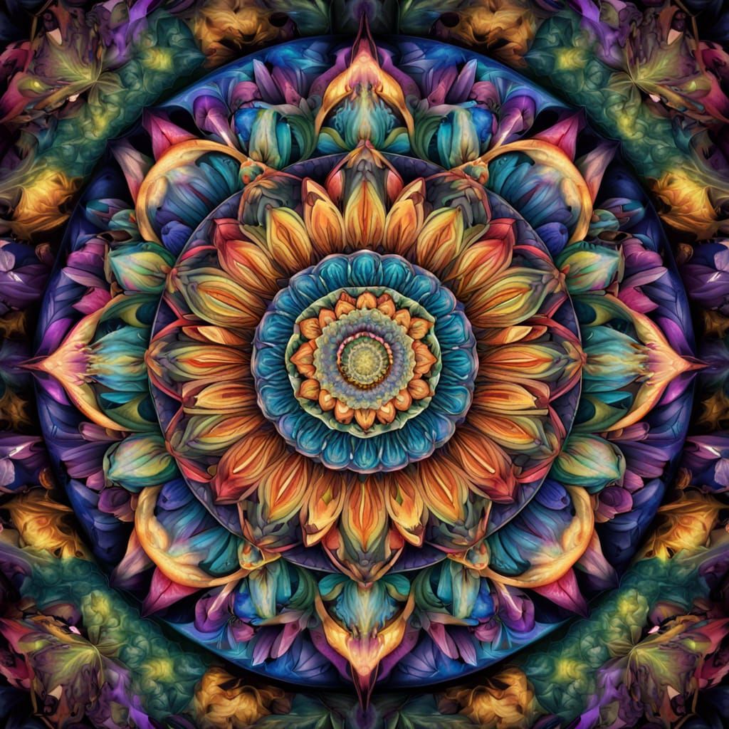 Enchanting Fairy Flower Mandala with Vibrant Colors