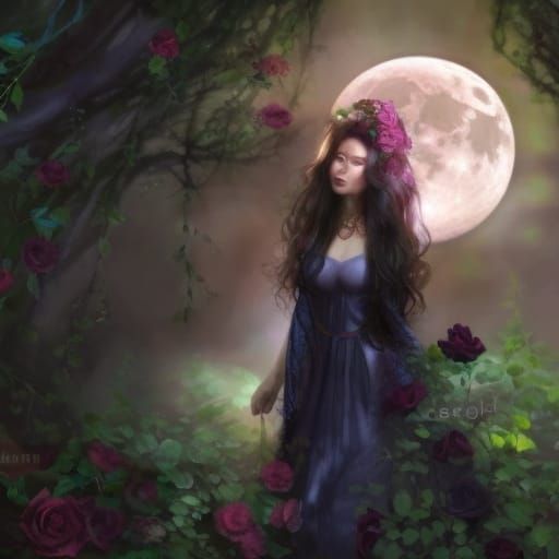 Raven-Haired Beauty in Gothic Cathedral, Ethereal Lighting