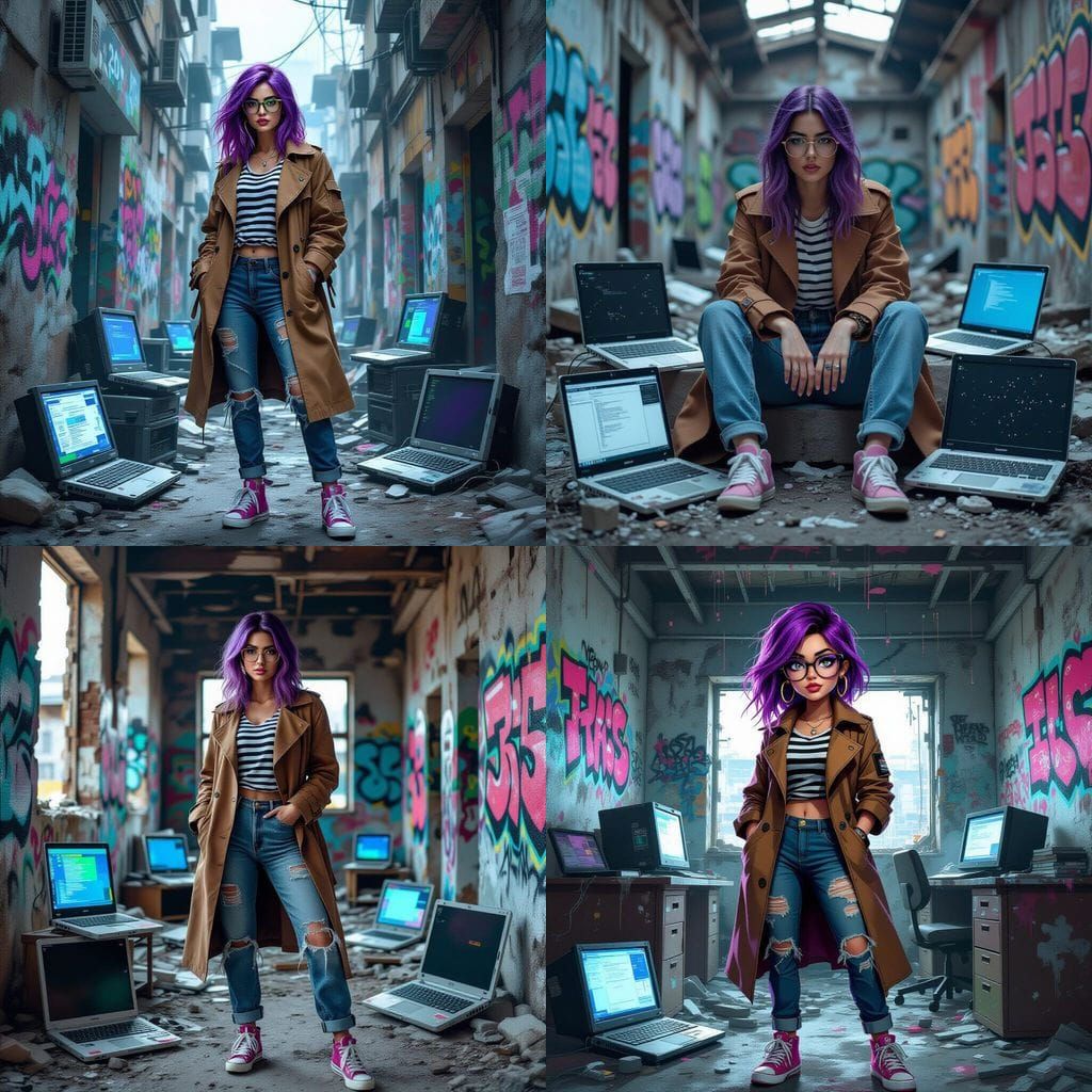 Glitch Portrait of a Hacker in Graffiti Style