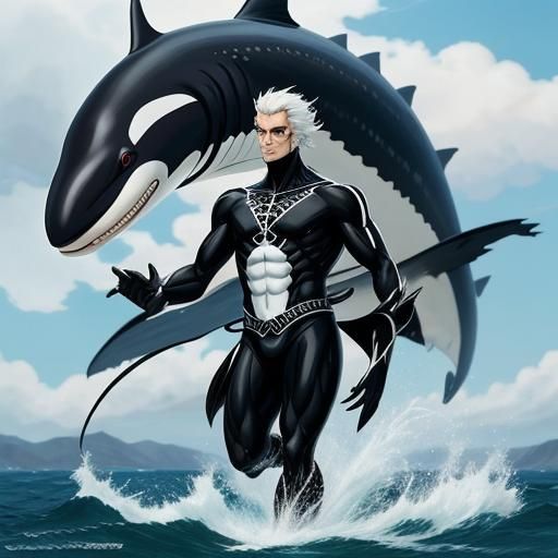 Anthropomorphic Orca Character in Anime Style