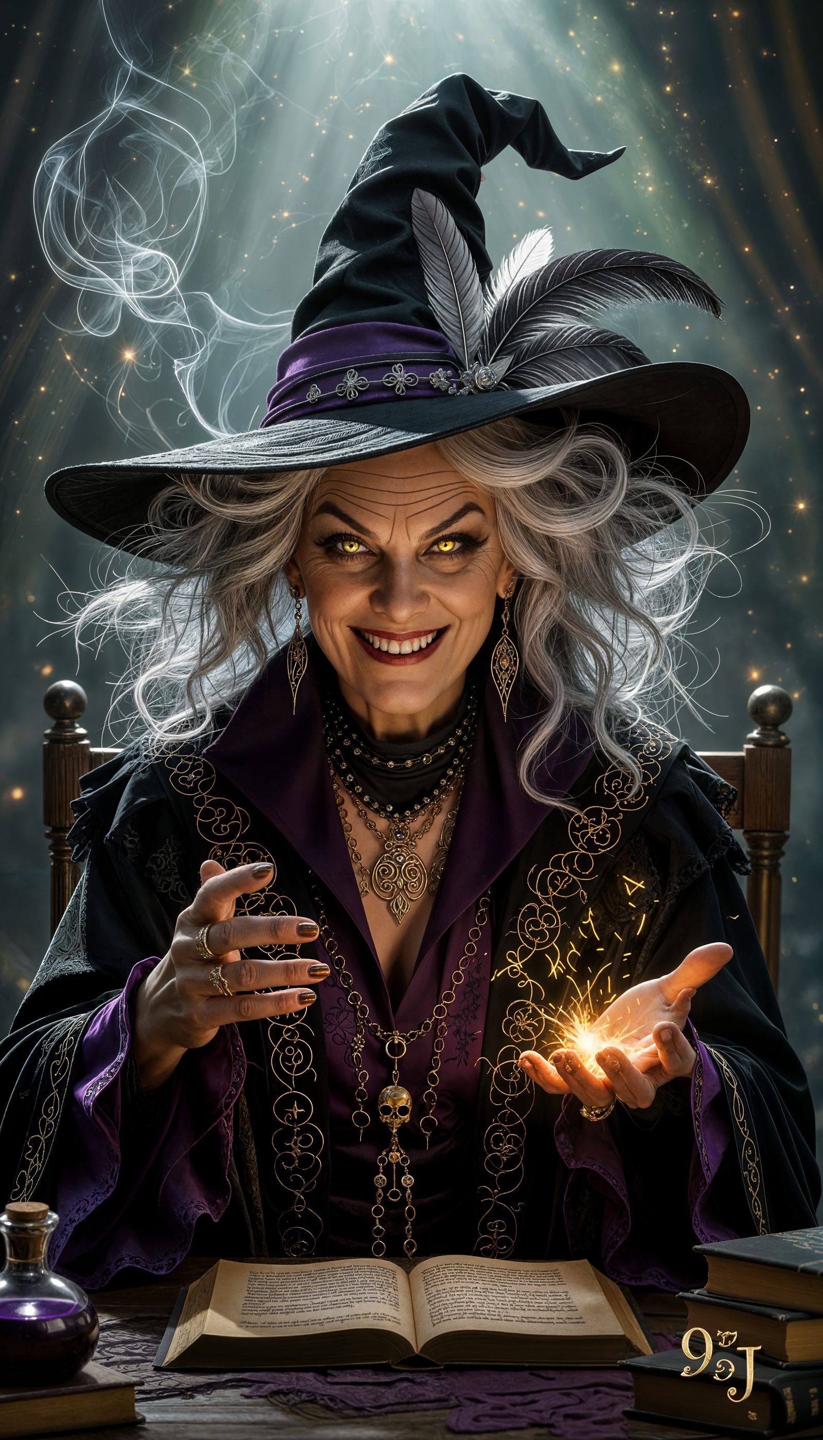 Photorealistic Portrait of a Dramatic Witch Crone