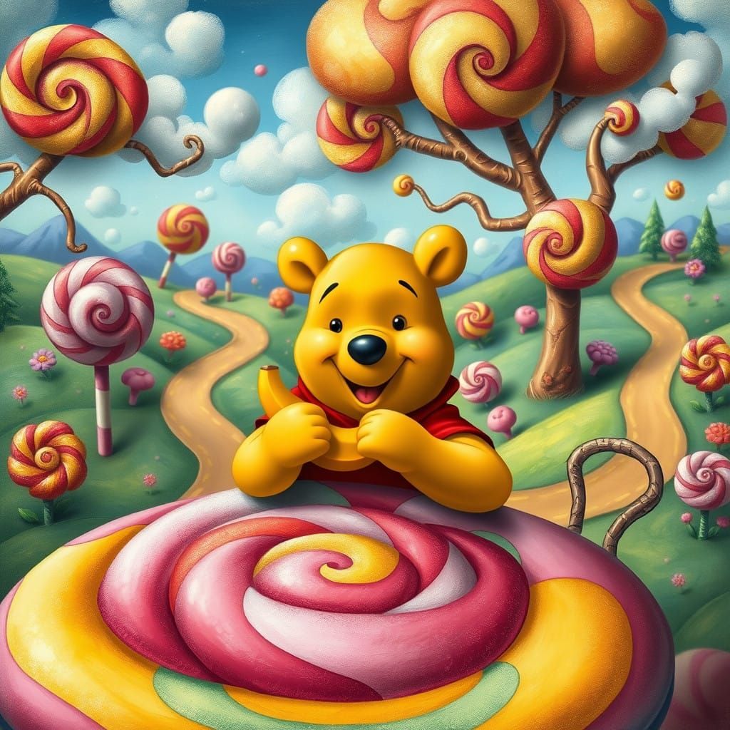 Whimsical Winnie the Pooh in Candy Land