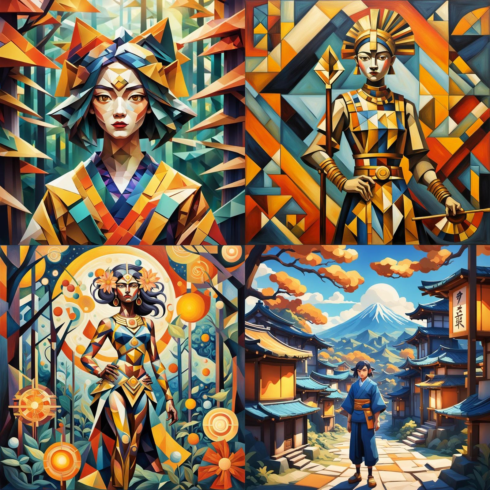 Sakuna 3D Cubist Geometric Art Deco Rendering