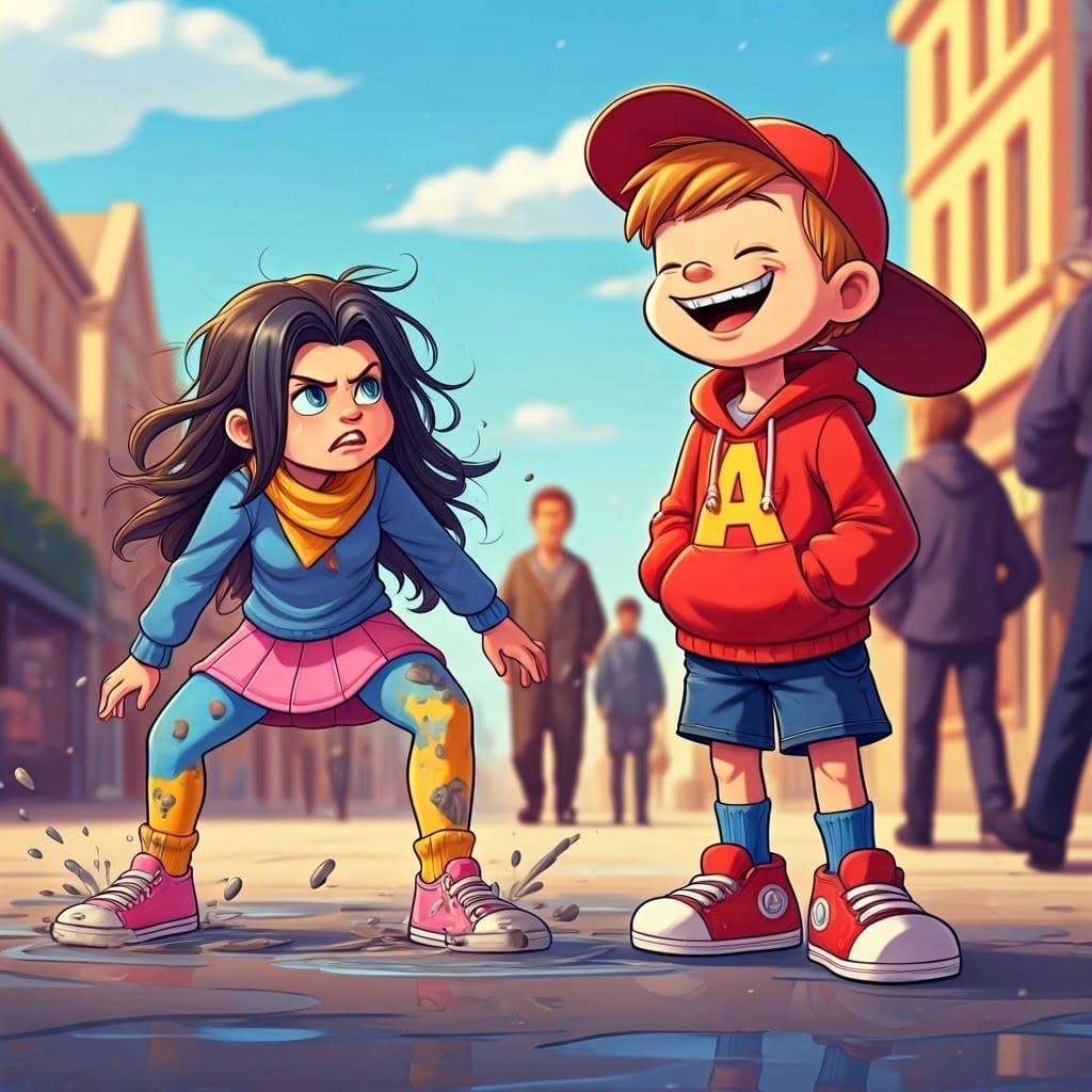 Brittany's Cement Mishap: Cartoon Style Illustration