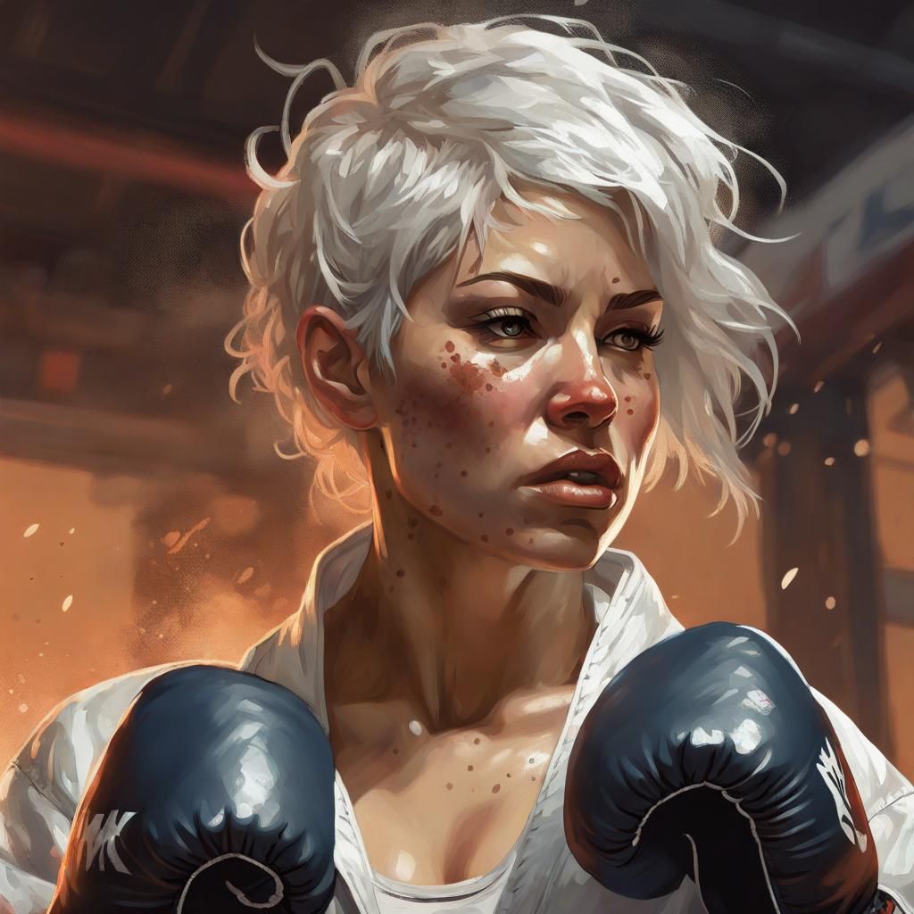 Fierce MMA Fighter Portrait in Digital Art Style