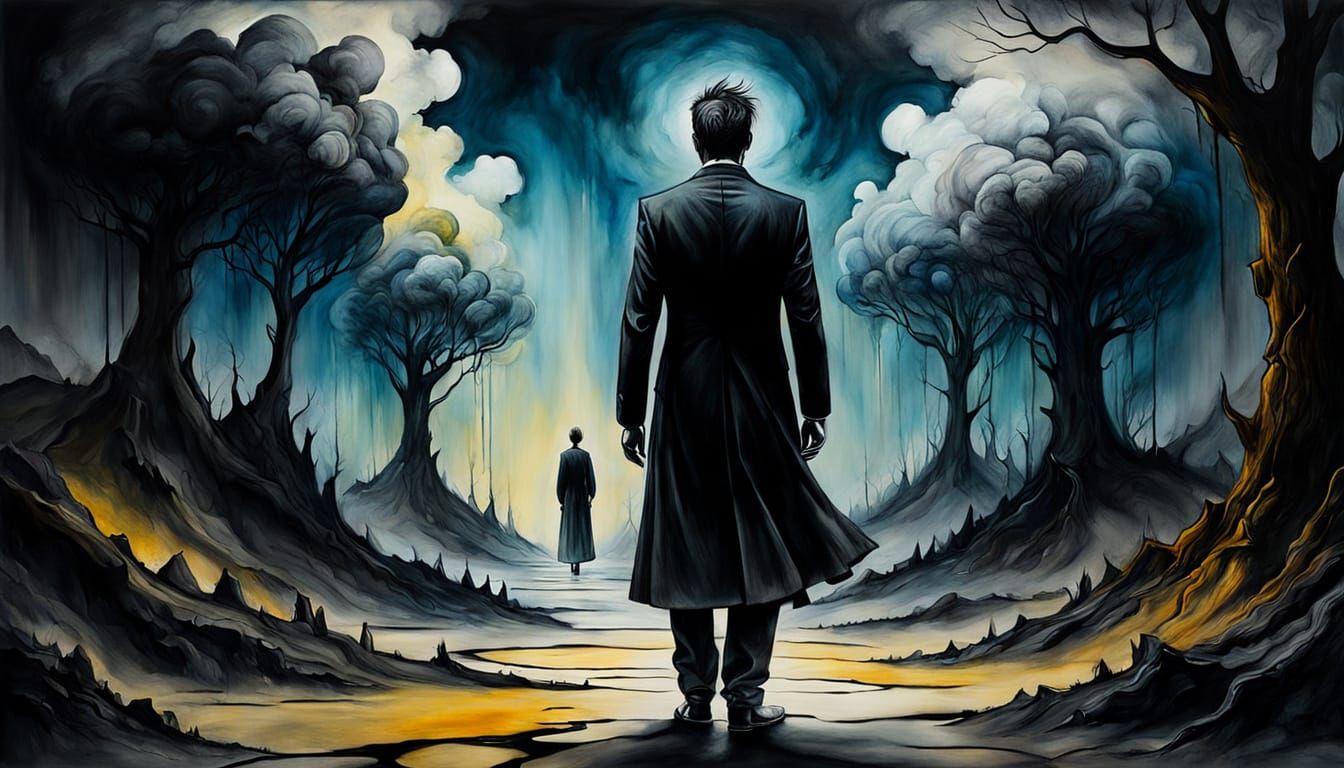 Surreal Shadowed Epiphany Oil Painting Concept Art