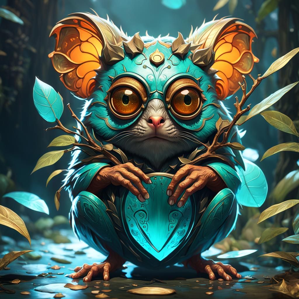 Mythical Tarsier Pet in Art Nouveau Style