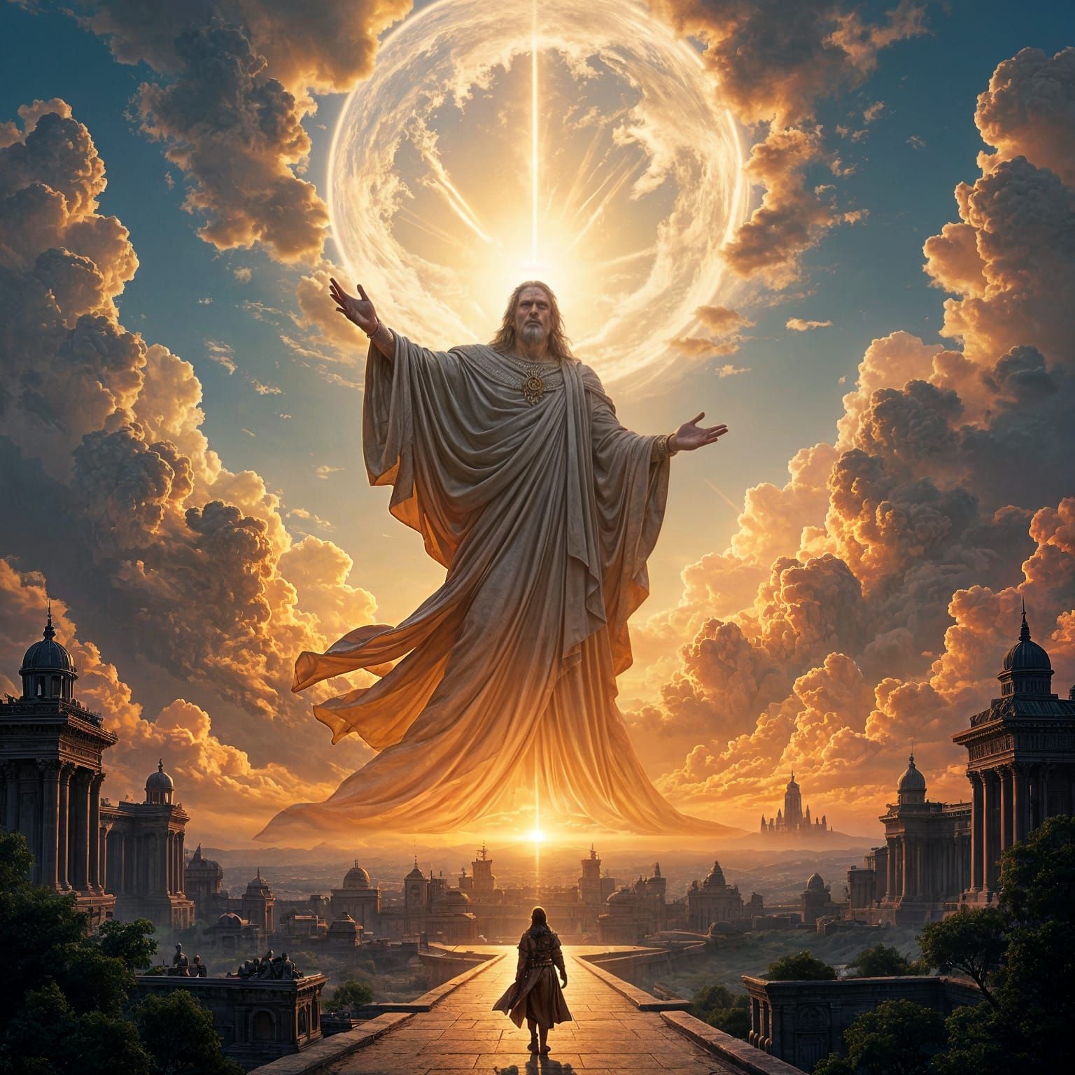 Divine Creator Unveils Ordered World in Epic Digital Paintin...