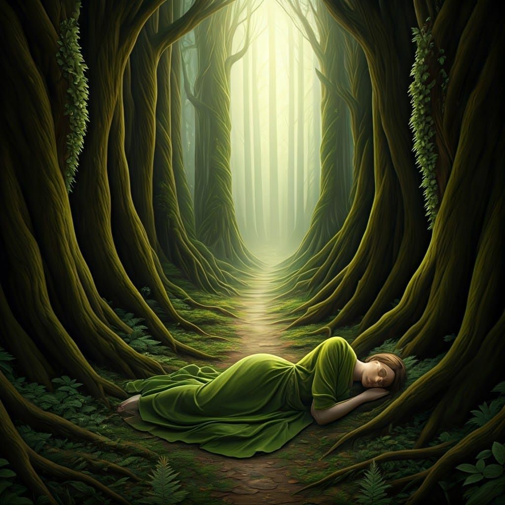 A Serene Forest Dream in Whimsical Style