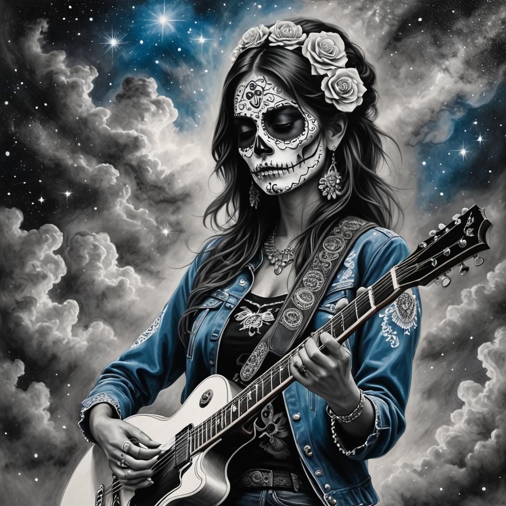 Mexican Rockstar with Dia de los Muertos Face Paint