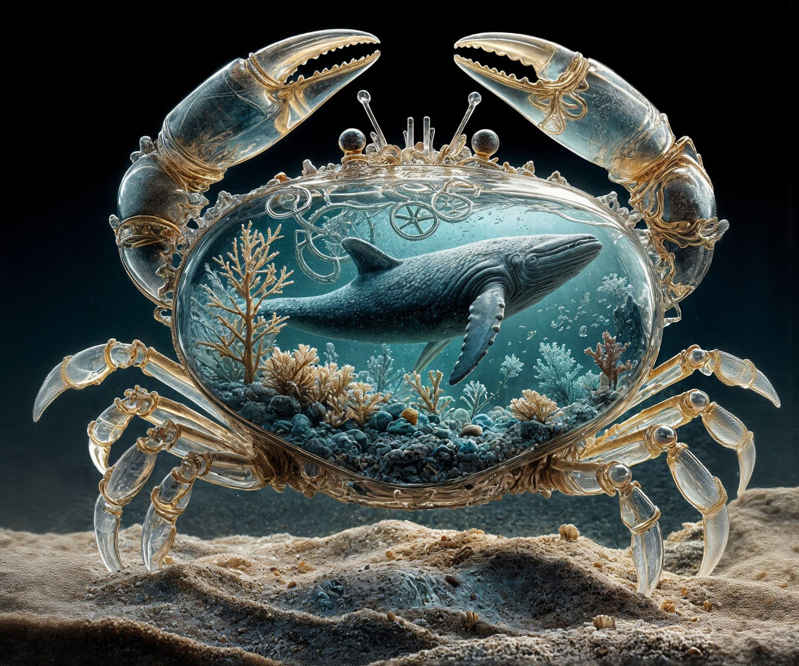 Crystal Crab with Miniature Underwater Kingdom