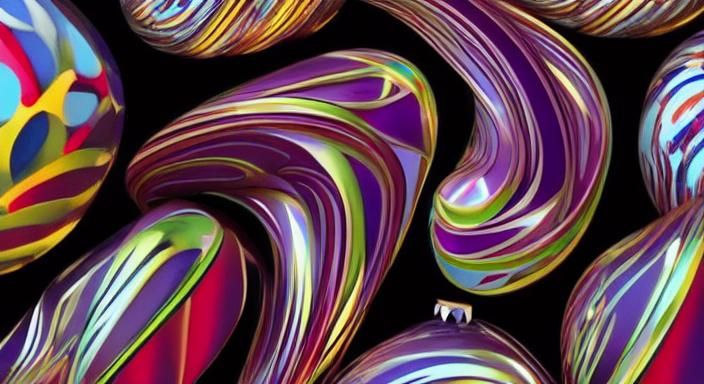 Whimsical Abstract Ornament with Flowing Curves