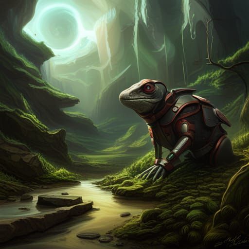 Robot Lizard Pet in Epic Cinematic Style