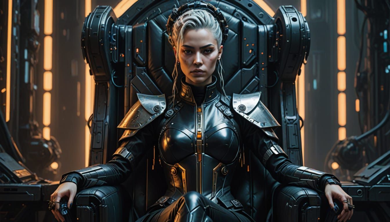 Cyberpunk Aristocratic Royalty in Opulent Throne