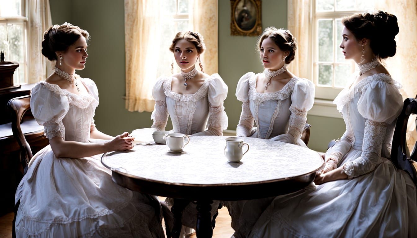 Victorian Girls Chat: A Classic Scene