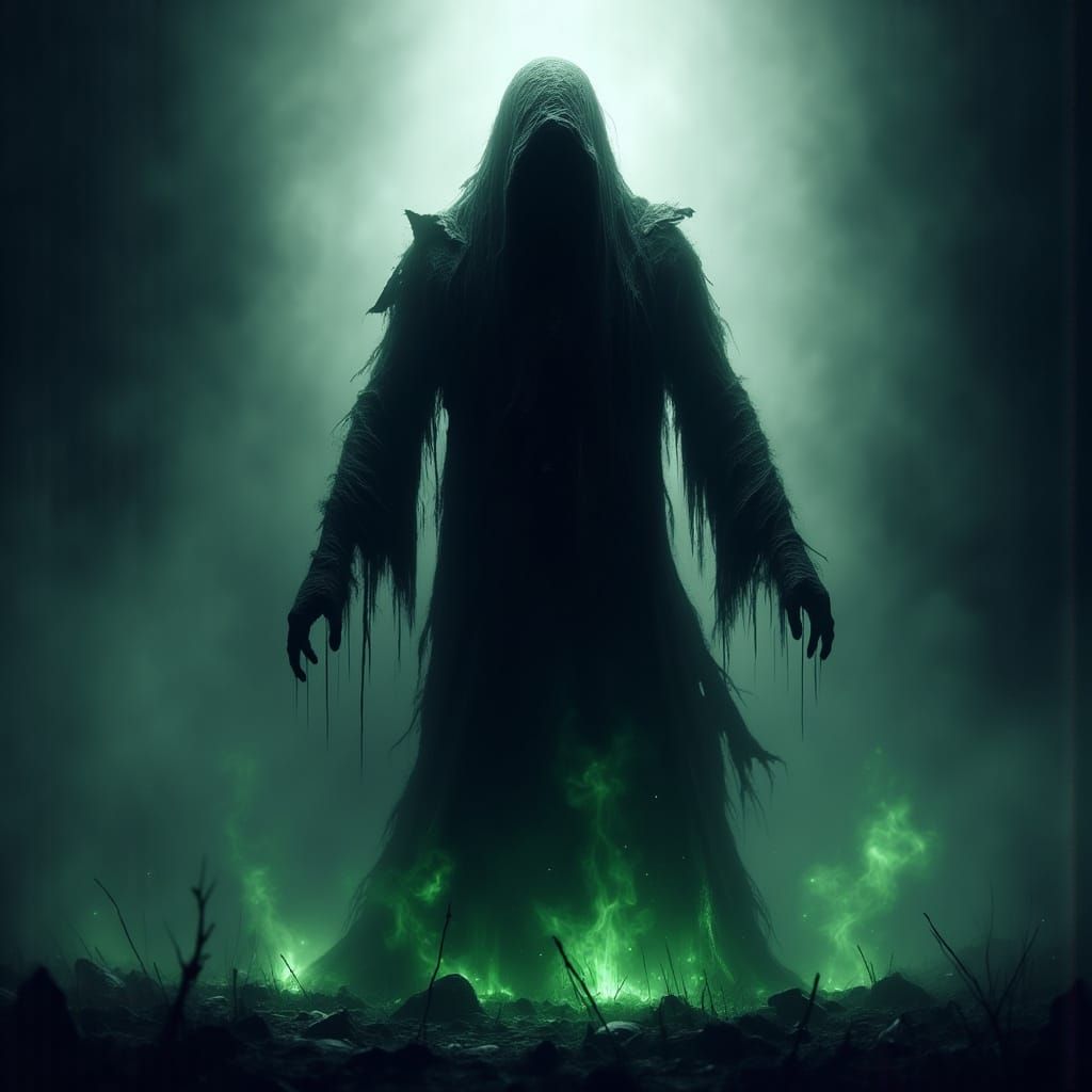 Dark Fantasy Horror Figure in Tattered Black Robes