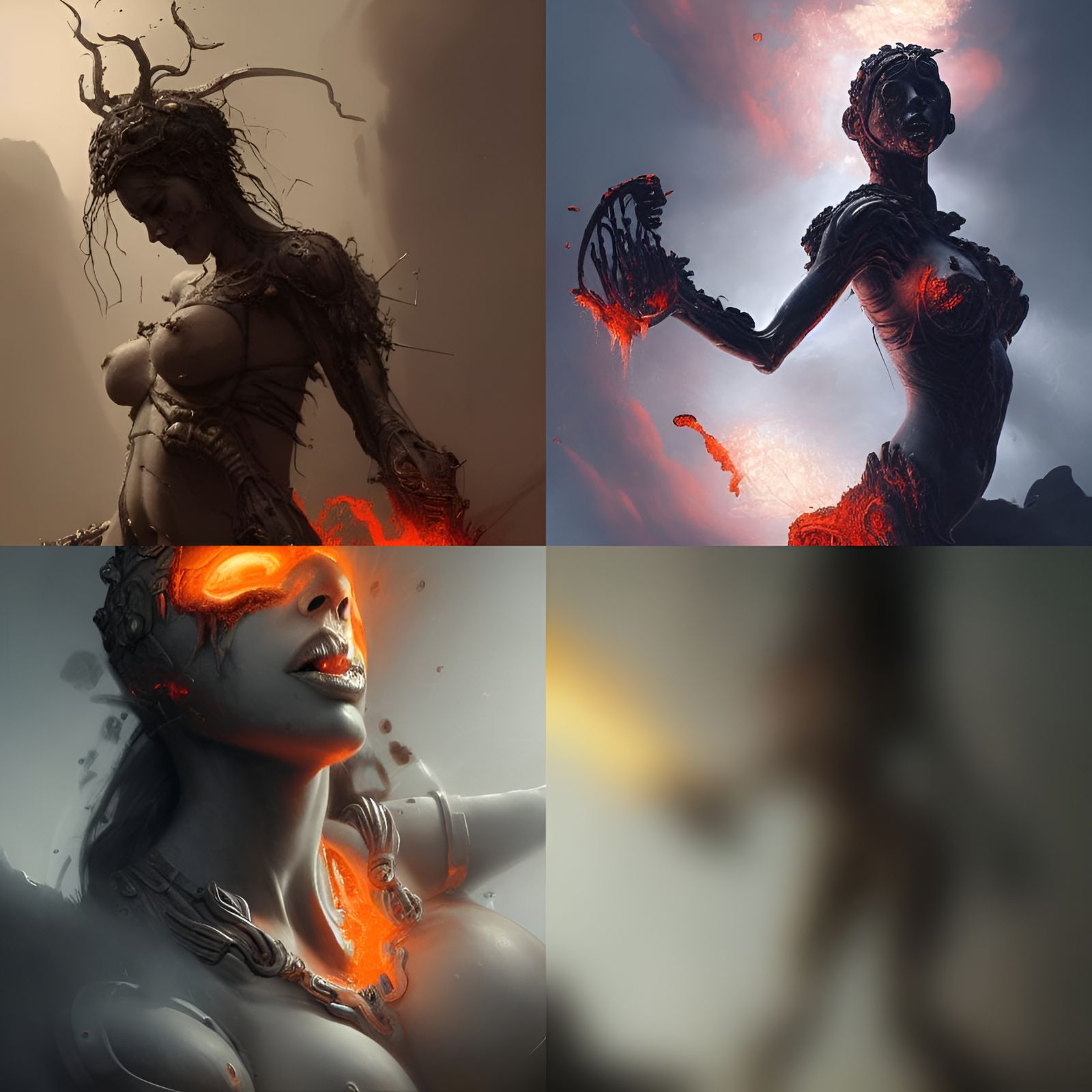 Biomechanical Lava Goddess, Dark Fantasy Concept Art
