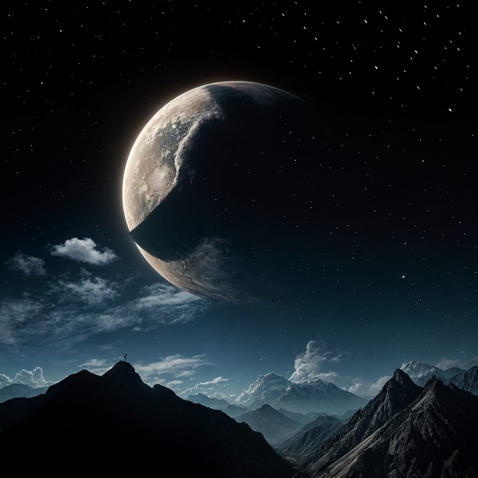 Epic Wolf Silhouette in Moonlit Landscape, 8K