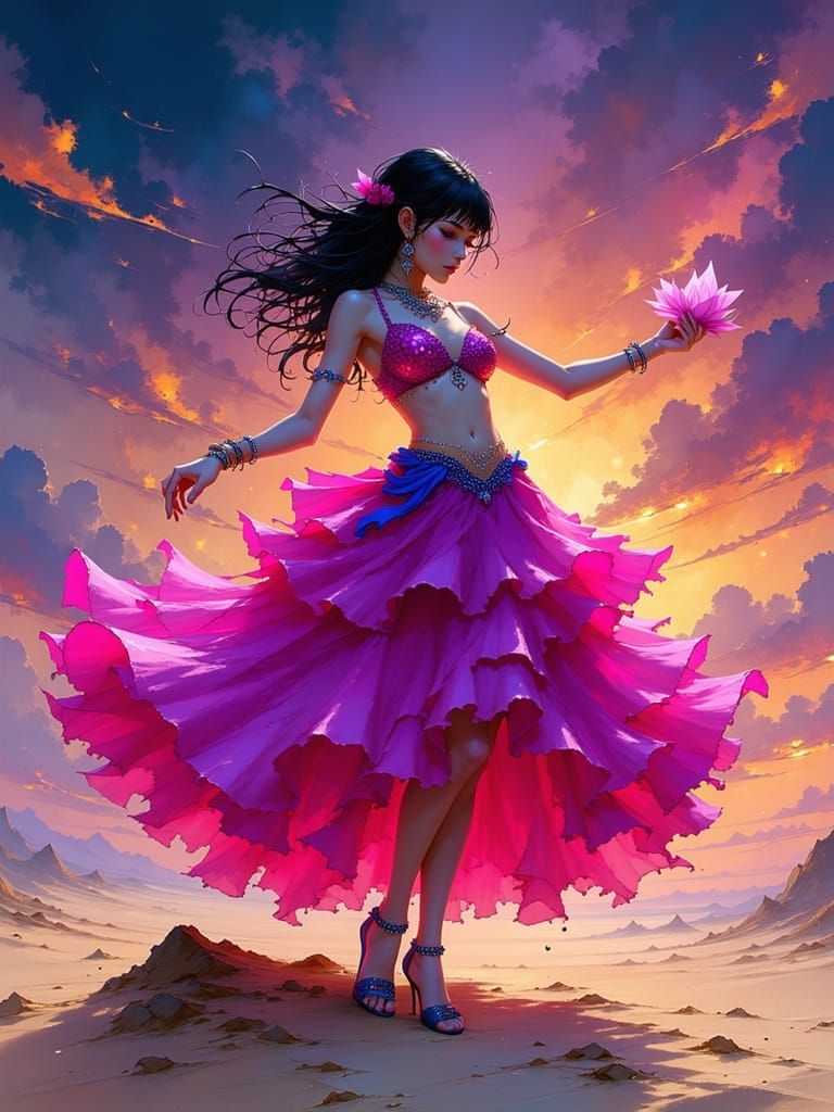 Festival Dancer in Cinderella Ball Gown, Twilight Desert