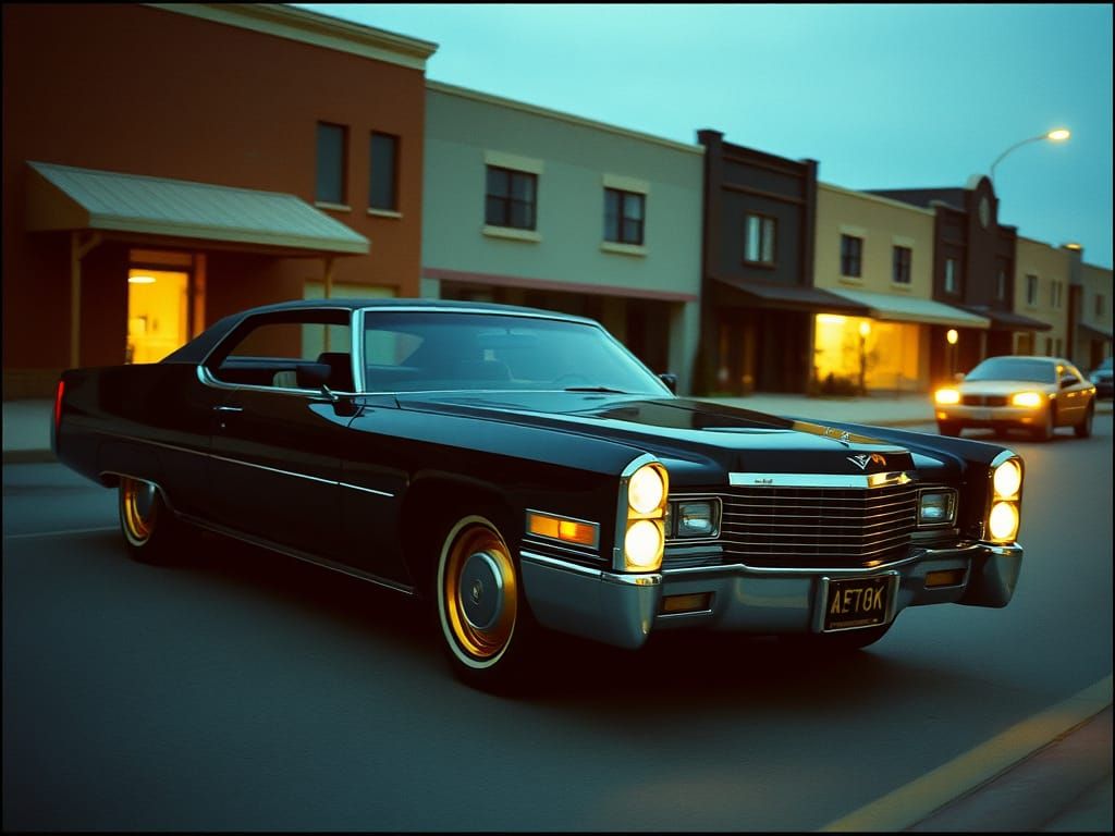 Luxurious Black Cadillac in Cinematic Style