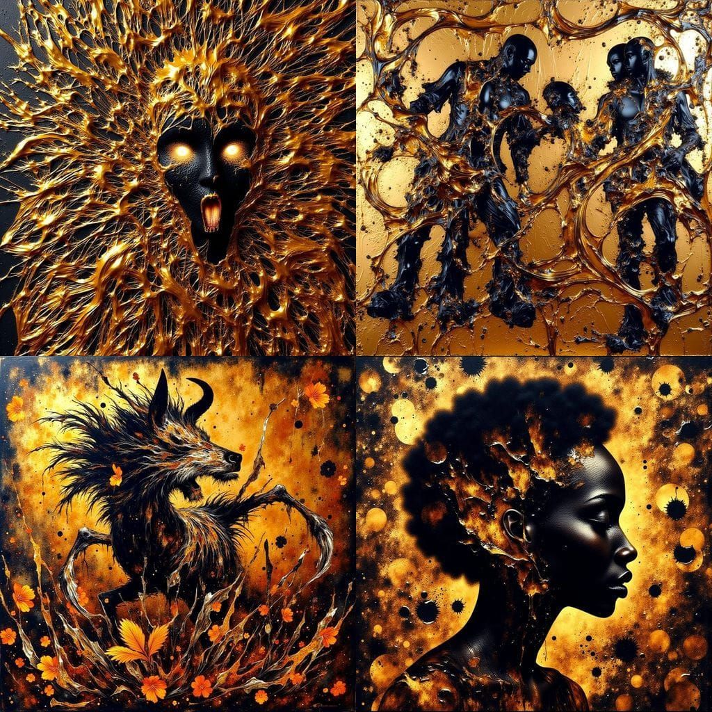 Gold Splashes in African Motif Style