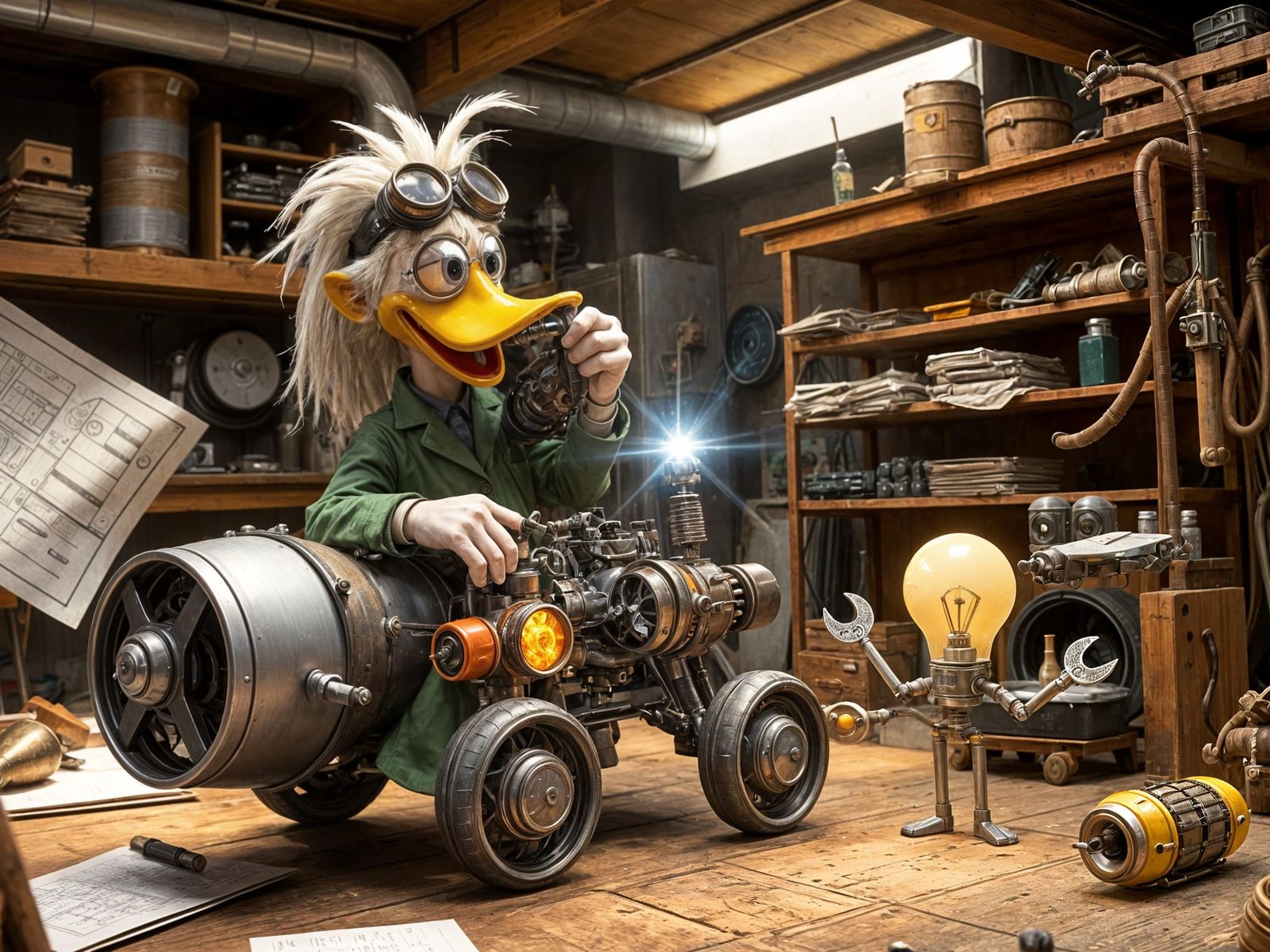 Gyro Gearloose in Whimsical Workshop Chaos