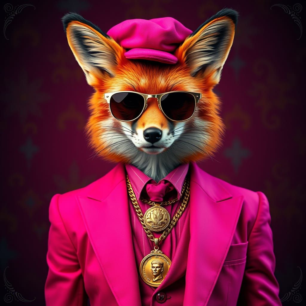 Luxurious Red Fox in Baroque Attire