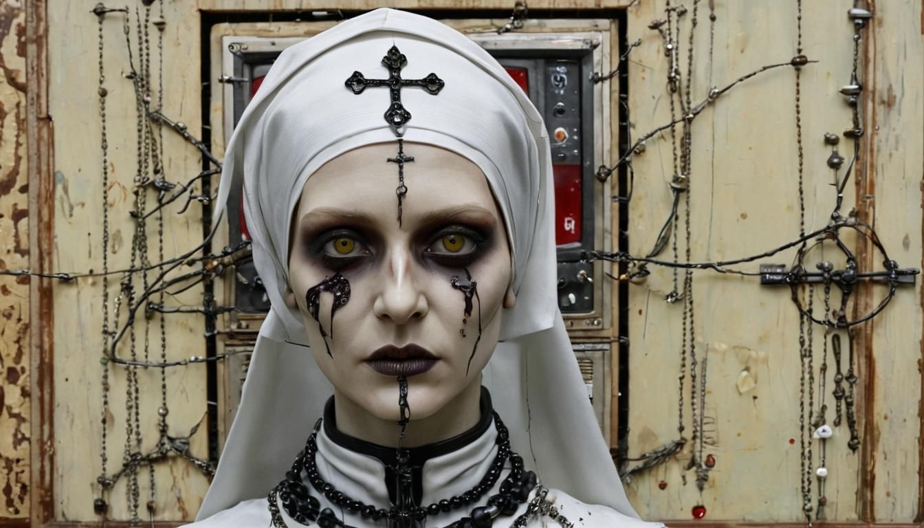 Full HD Cinematic 128k, Undead Goth Nun Sister Mary