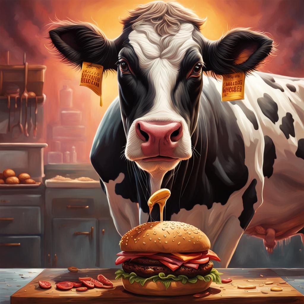 Cow's Escape: Hyperrealistic Farm Scene