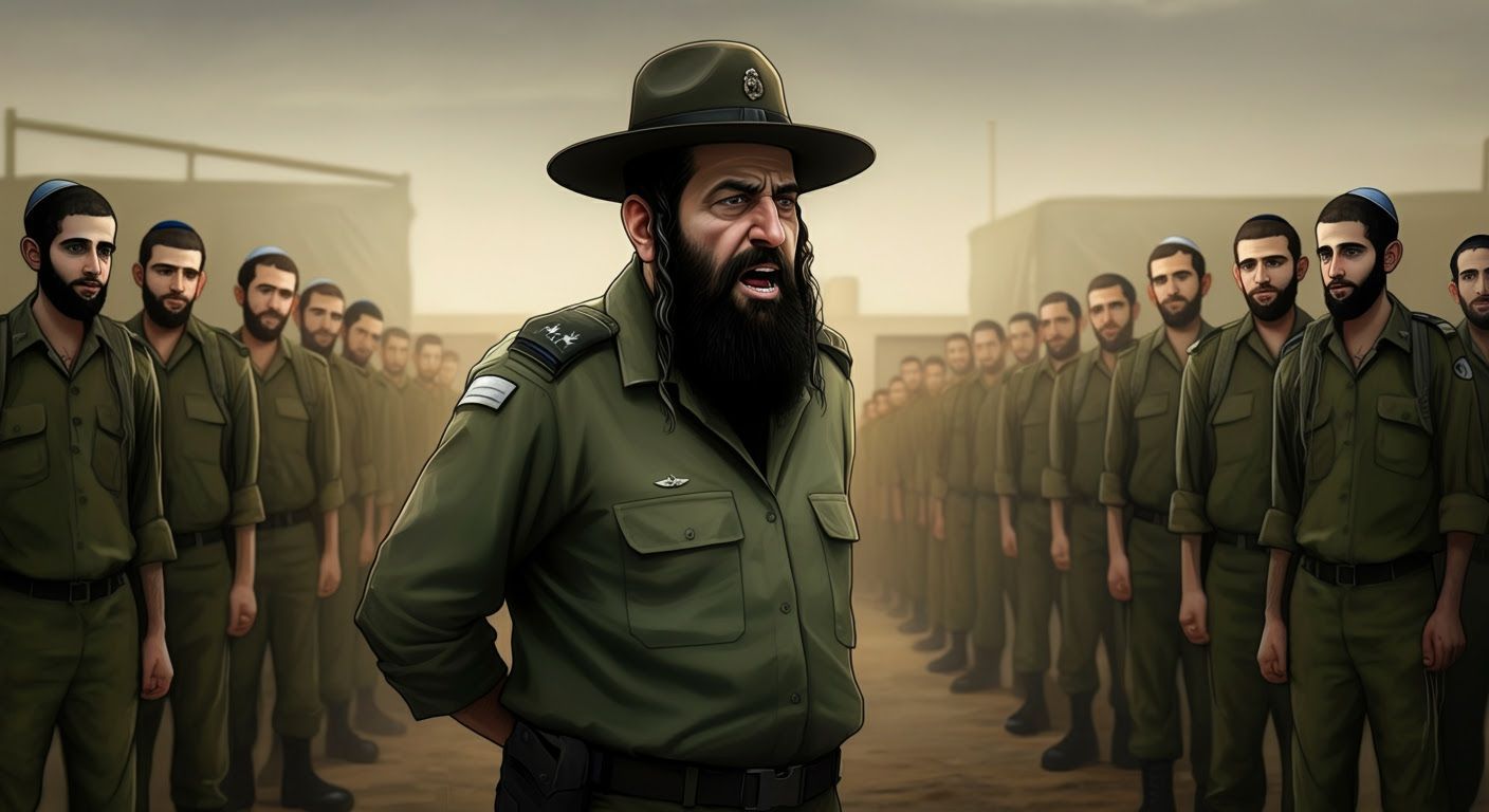 Hasidic Drill Sergeant in Military Illustration