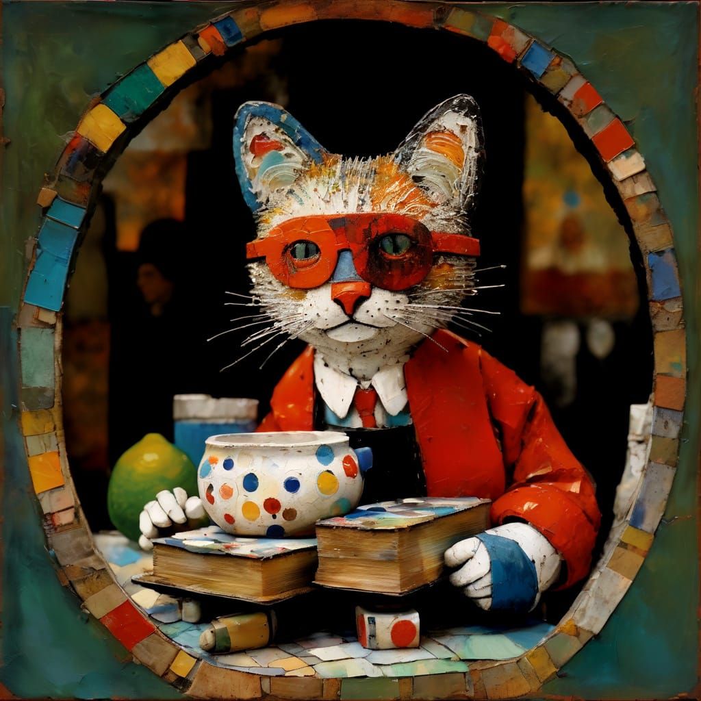 Textured Encaustic Painting in Naive Primitive Style