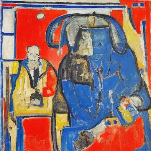 Rabbit Boxer in the Style of Mondrian and Soutine