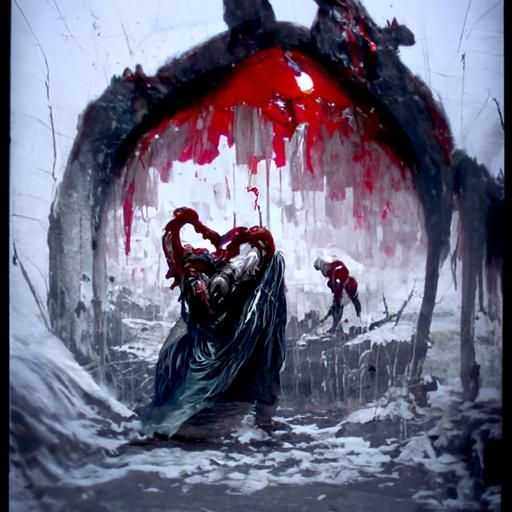 Bloody Heart in Gothic Horror Style