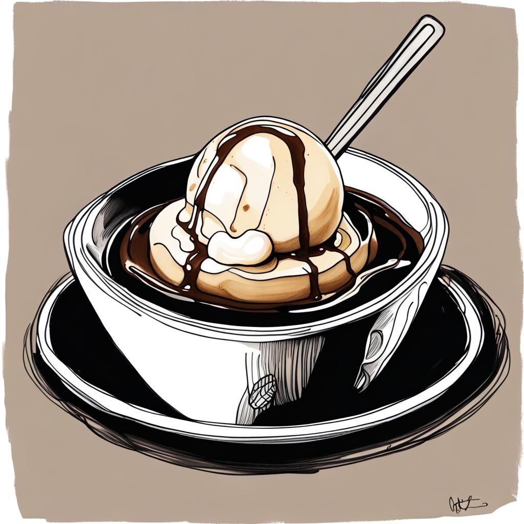 Affogato: Elegant Ink Drawing