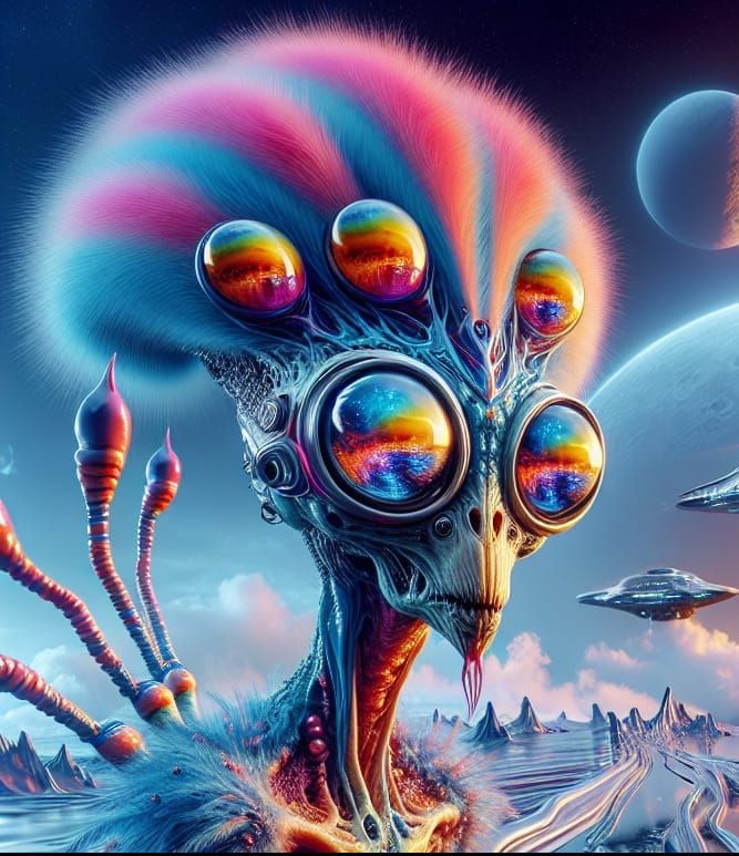 Cyberpunk Alien in Neon Dystopia