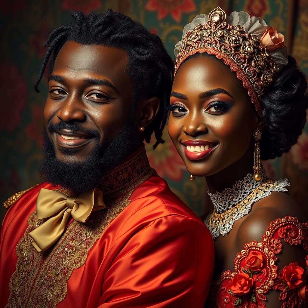 Elegant Baron and Baroness in Art Nouveau Style