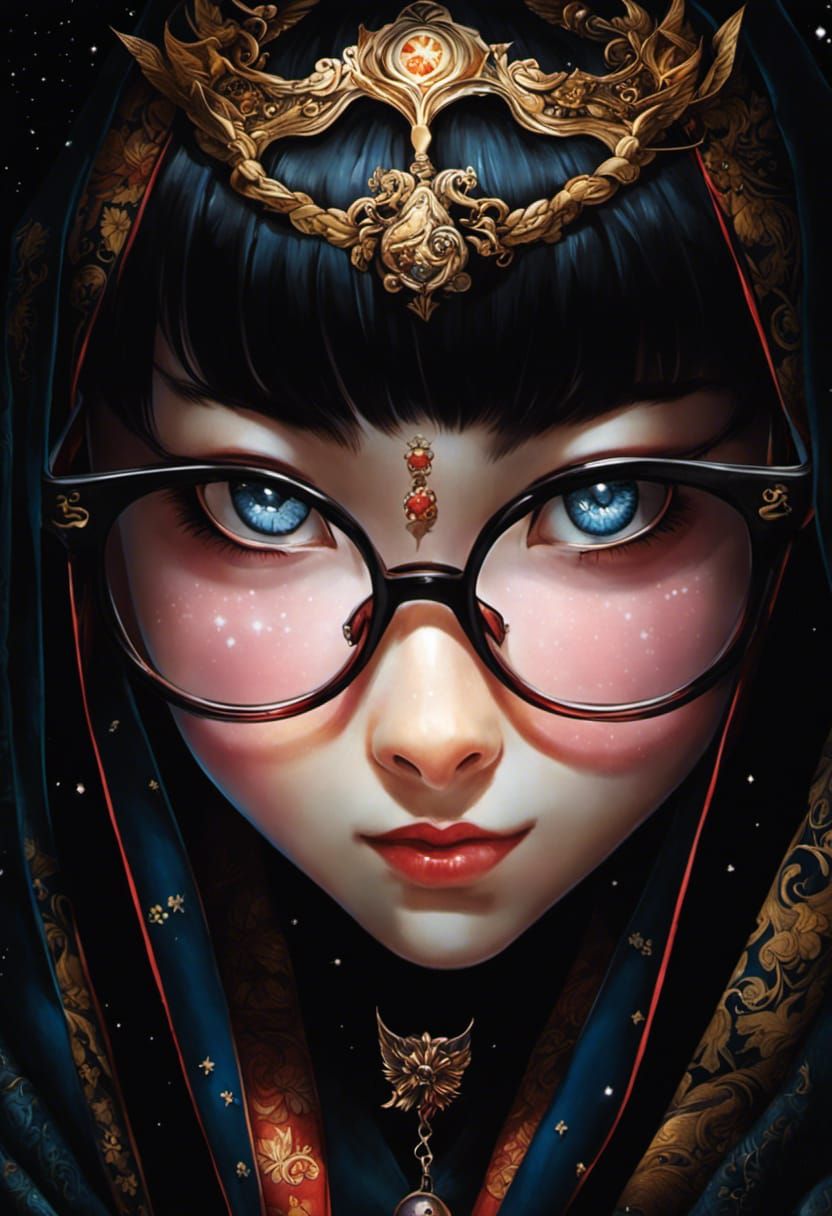 Draconic Librarian in Ancient Library with Ukiyo-e Nebula