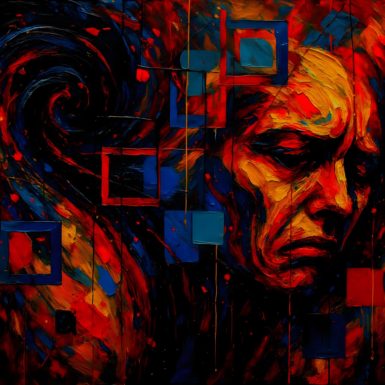 Abstract Impasto Painting of Manic Depression