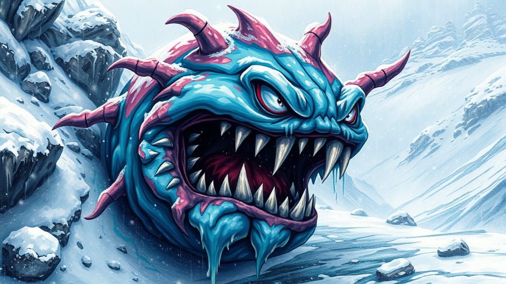 Fearful Winter Abomination Unfurls in Rocky Ascent