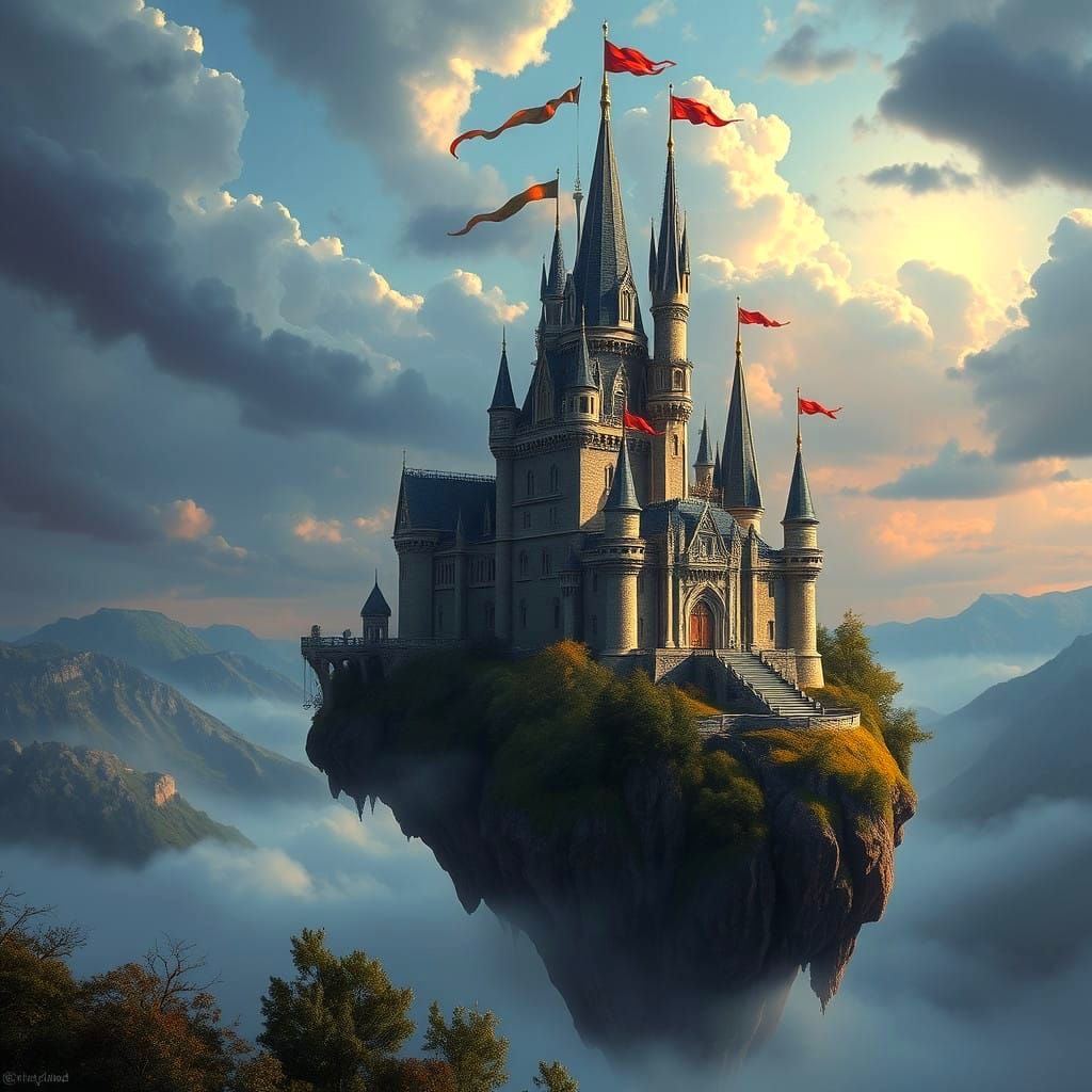 Ethereal Fantasy Castle Spires Reach for the Sky