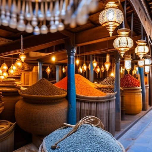 Marrakesh Spice Market in Hyperrealistic Arabic Style