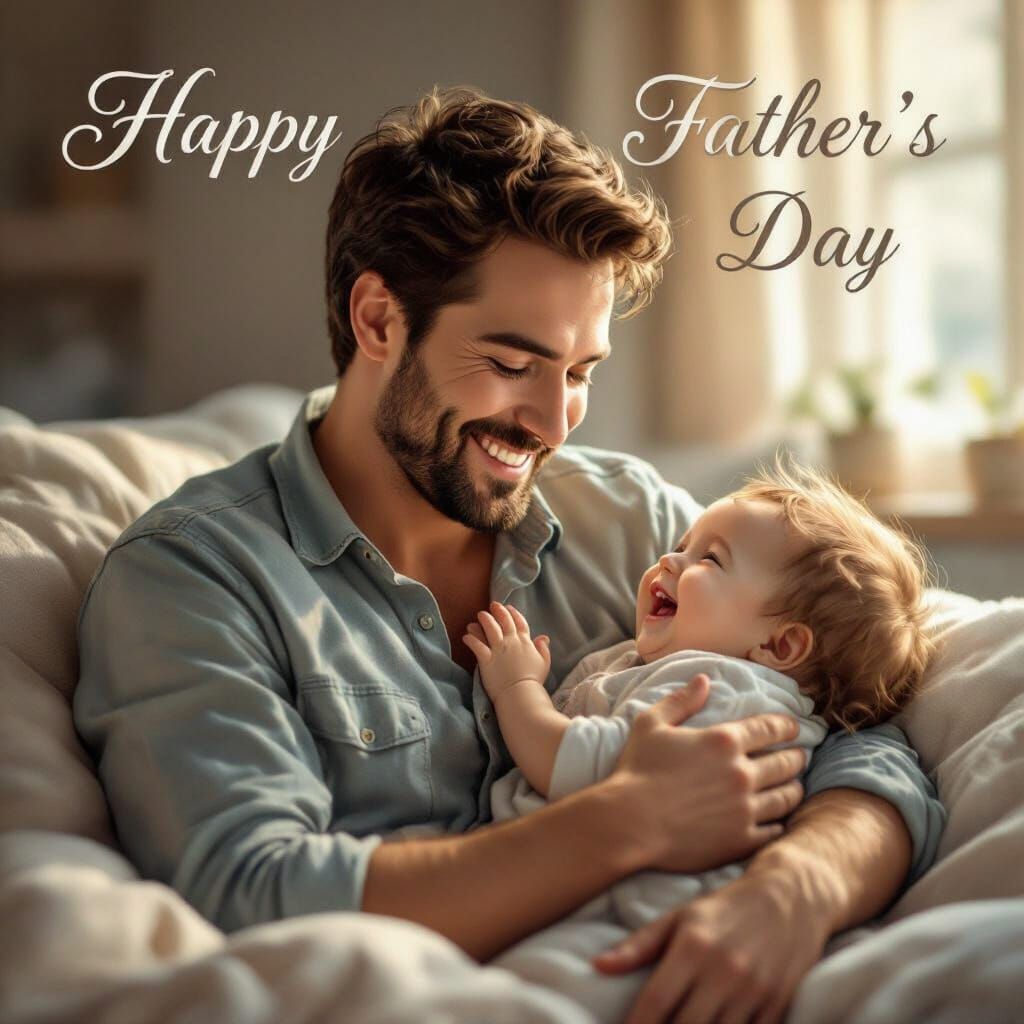 Hyperrealistic Father's Day: A Giggling Baby's Joy