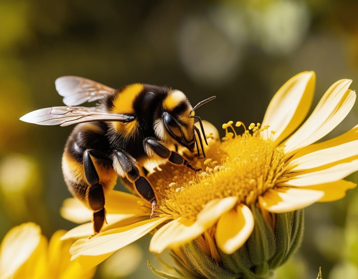 Sleepy Bumblebee Flying Home: 8K Resolution Image