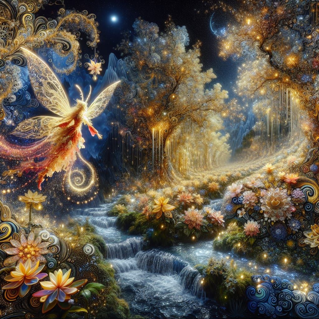 Rococo Fairy in Whimsical Spring Wonderland