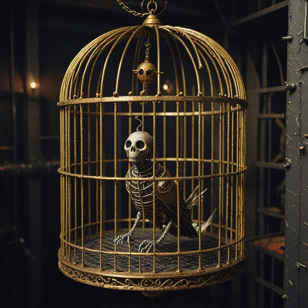 Surreal Floating Cage in Aardman Style