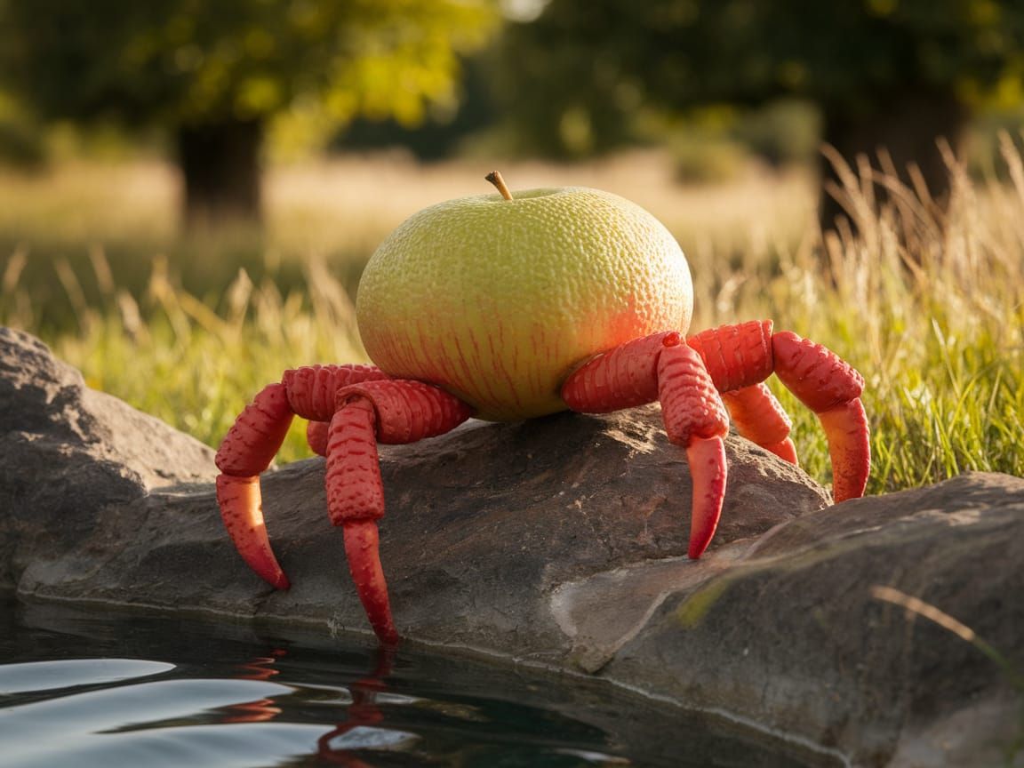 Apple Crab Crawls into Orchard Pool in Stunning Surrealism