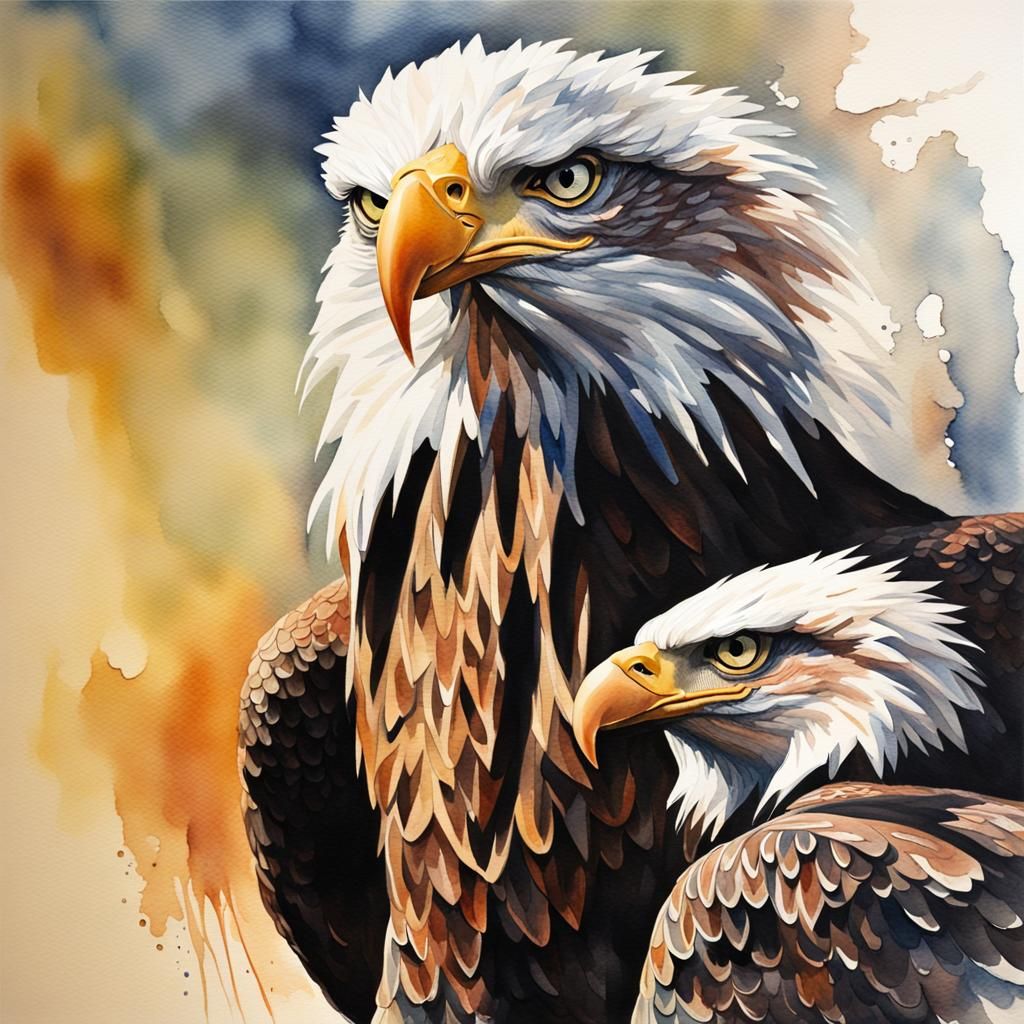 Hyperrealistic Watercolor Painting of an Eagle's Nest