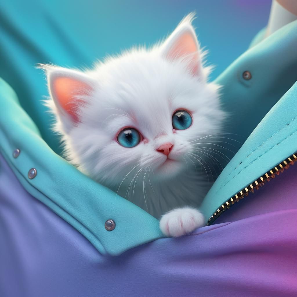 Cute Kitten Peeks Out: Pixar-Style 3D Art