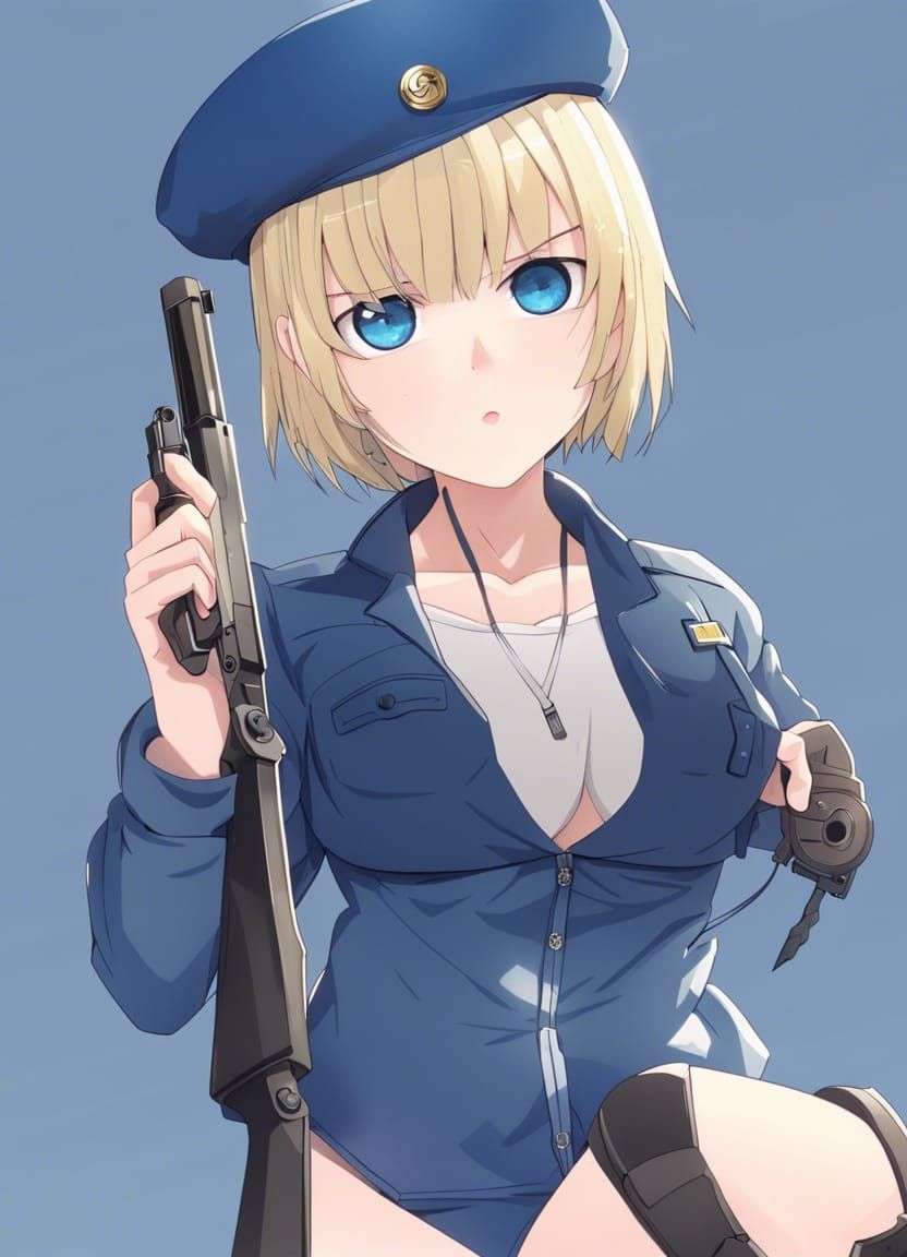 Anime Girl in Bikini with Gun